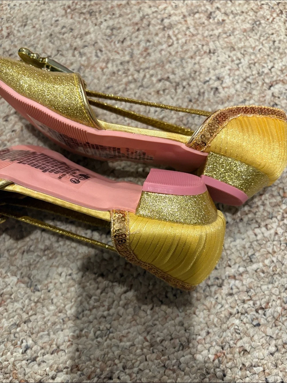 Gold Glitter Disney Belle Gemstone dress up shoes